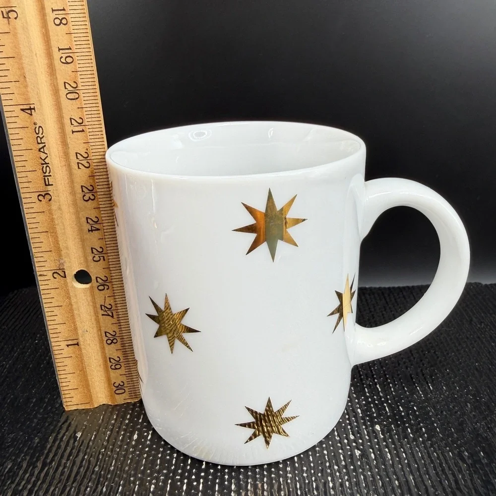 Pier‎ 1 Gold Starburst White Ceramic Coffee Mugs Cups Set of 2 Monno Bangladesh